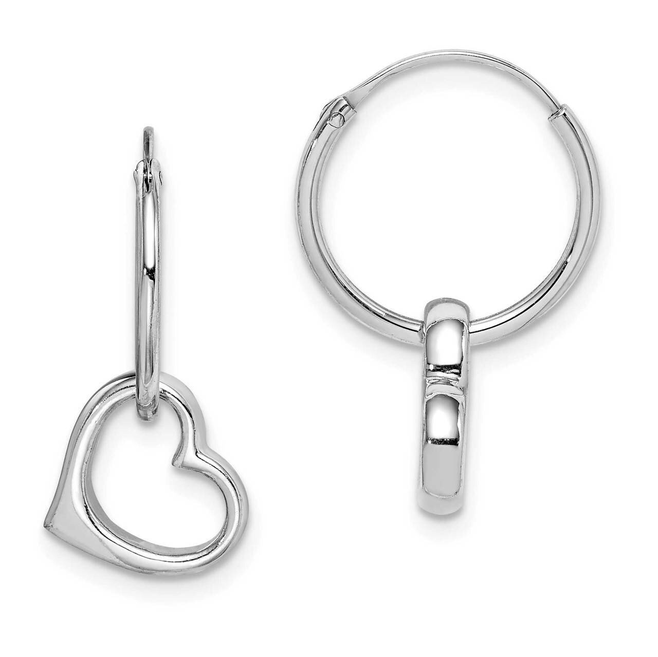Heart Hoop Earring Sterling Silver Rhodium-plated QE14842, MPN: QE14842, 886774006802
