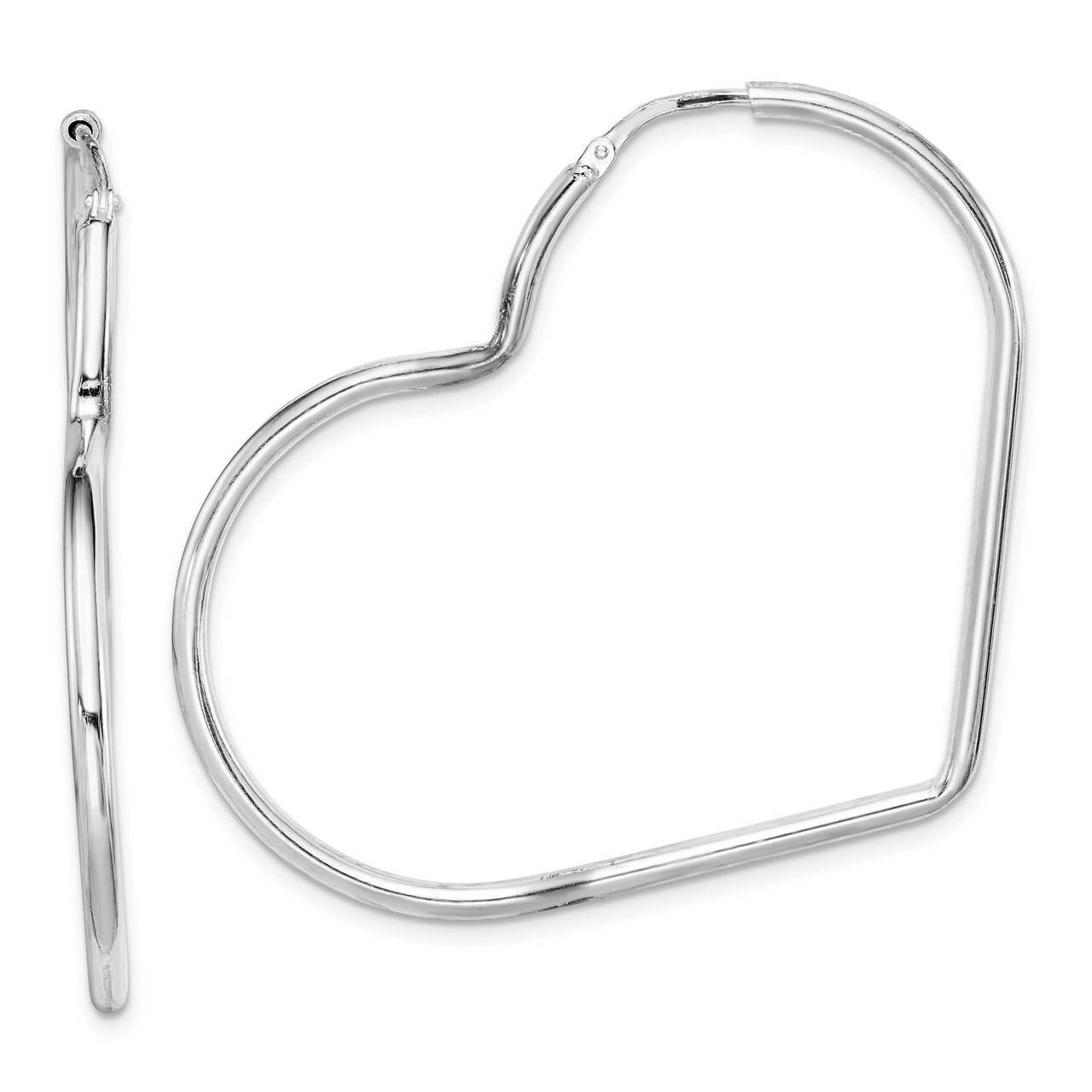 Heart Hoop Earrings Sterling Silver Rhodium-plated QE14844, MPN: QE14844, 886774117423
