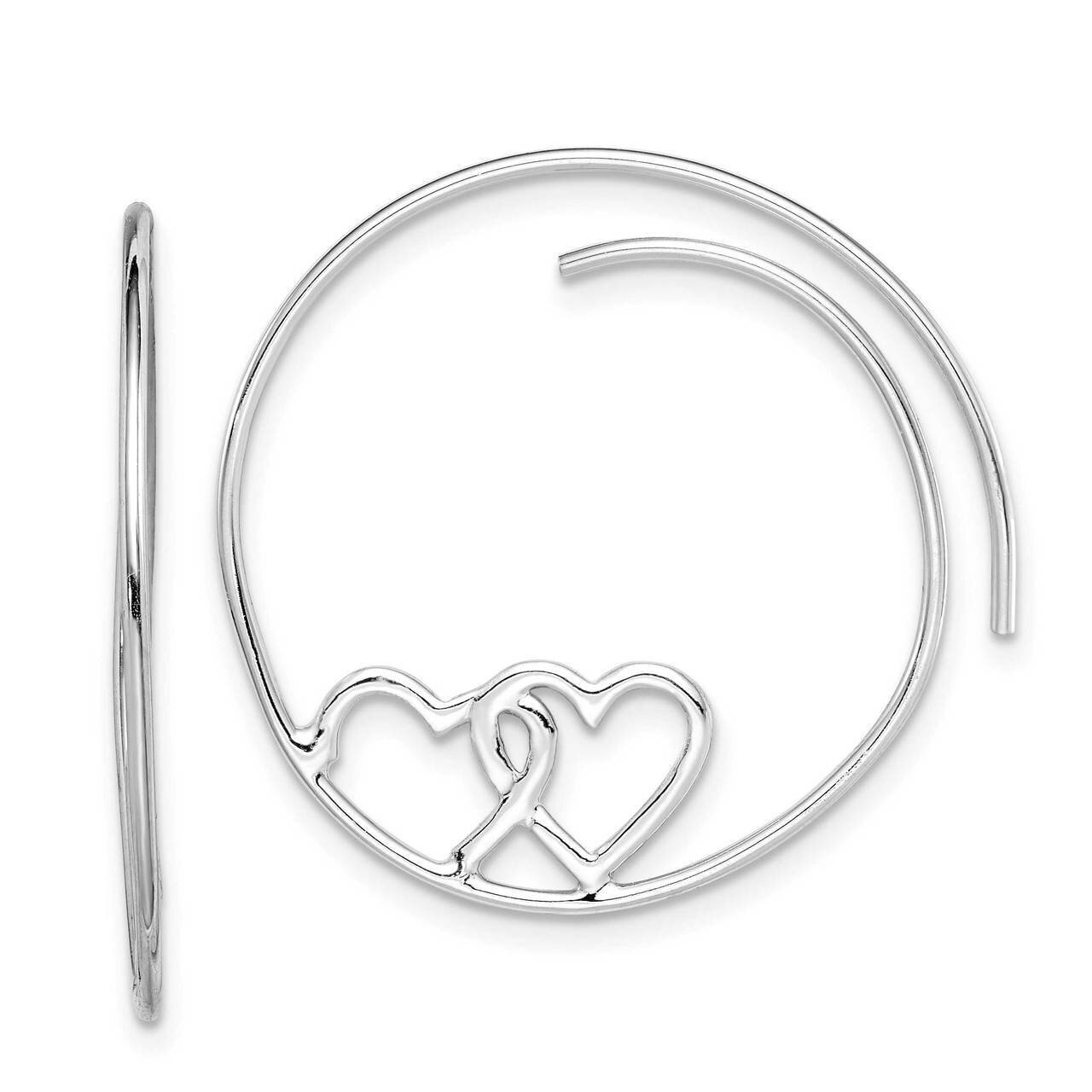 Heart Hoop Earrings Sterling Silver Rhodium-plated QE14846, MPN: QE14846, 886774122489