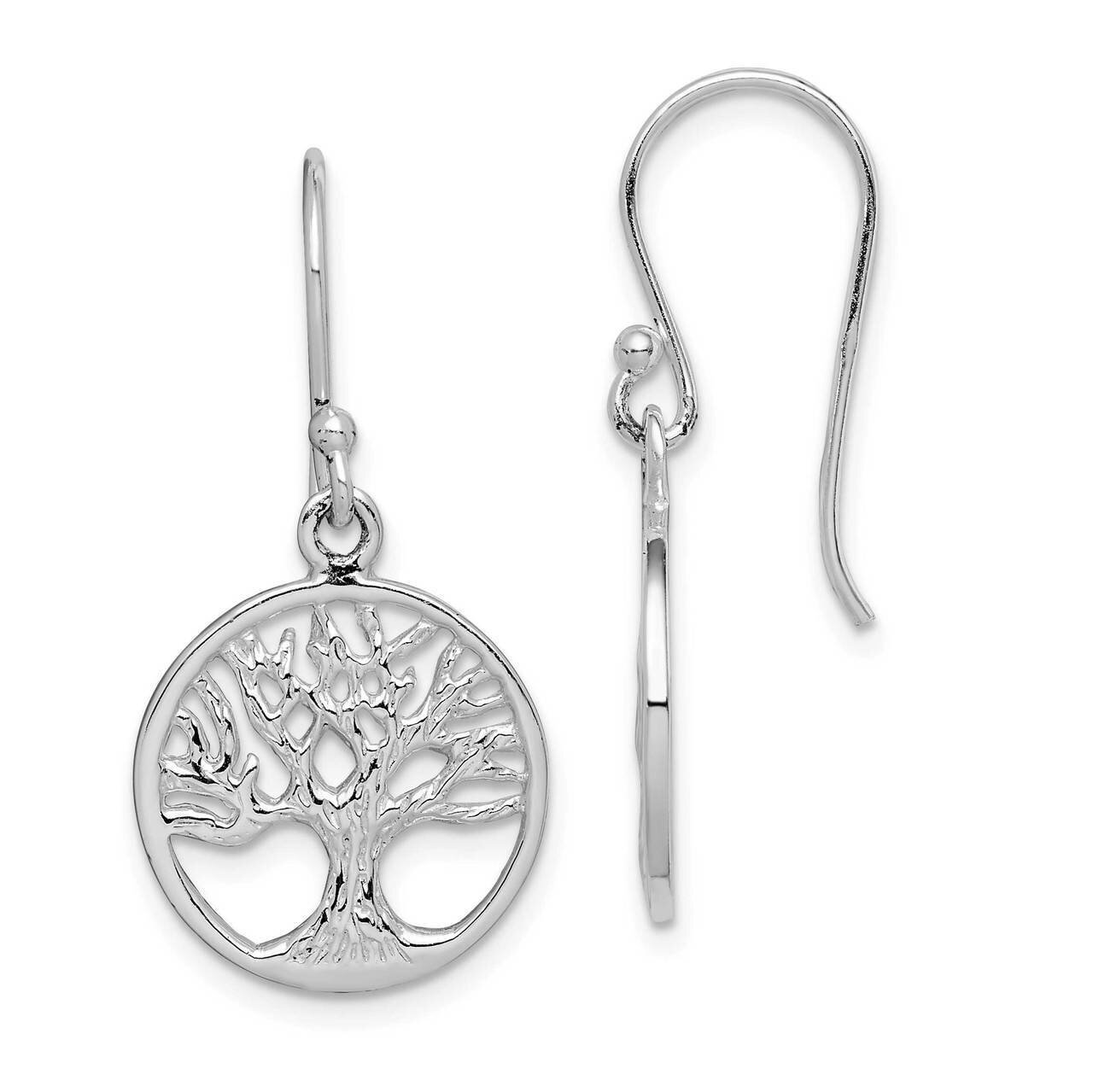 Tree Dangle Earrings Sterling Silver Rhodium Plated QE14857