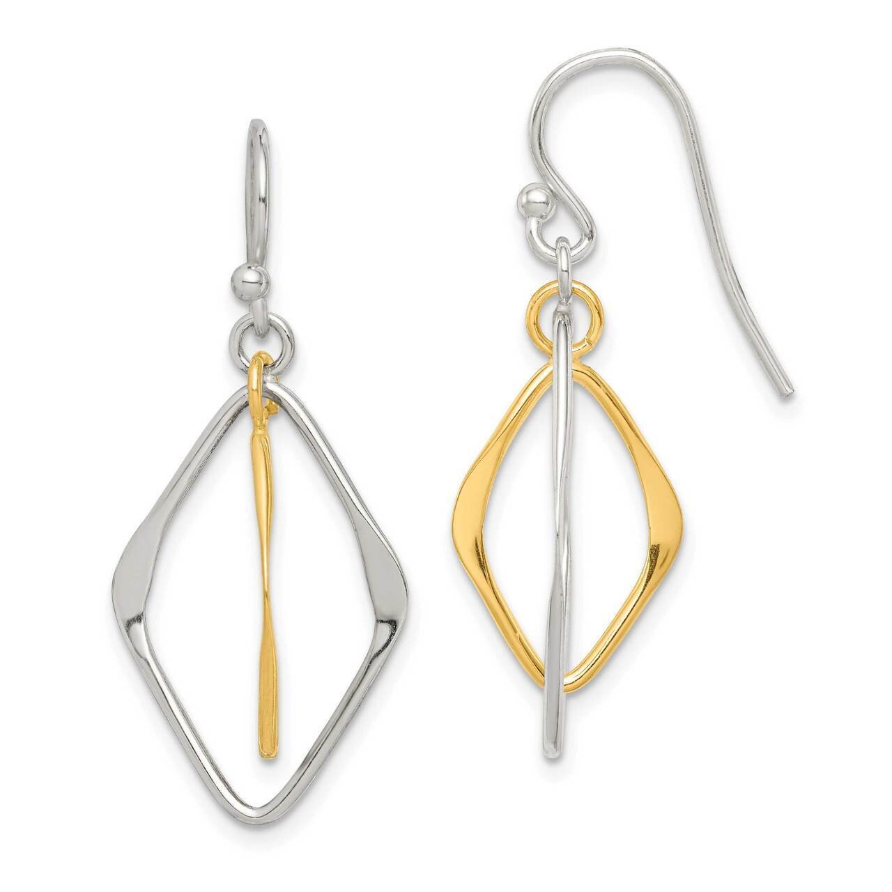 Gold Tone Polished Dangle Earrings Sterling Silver QE14865, MPN: QE14865, 886774038254
