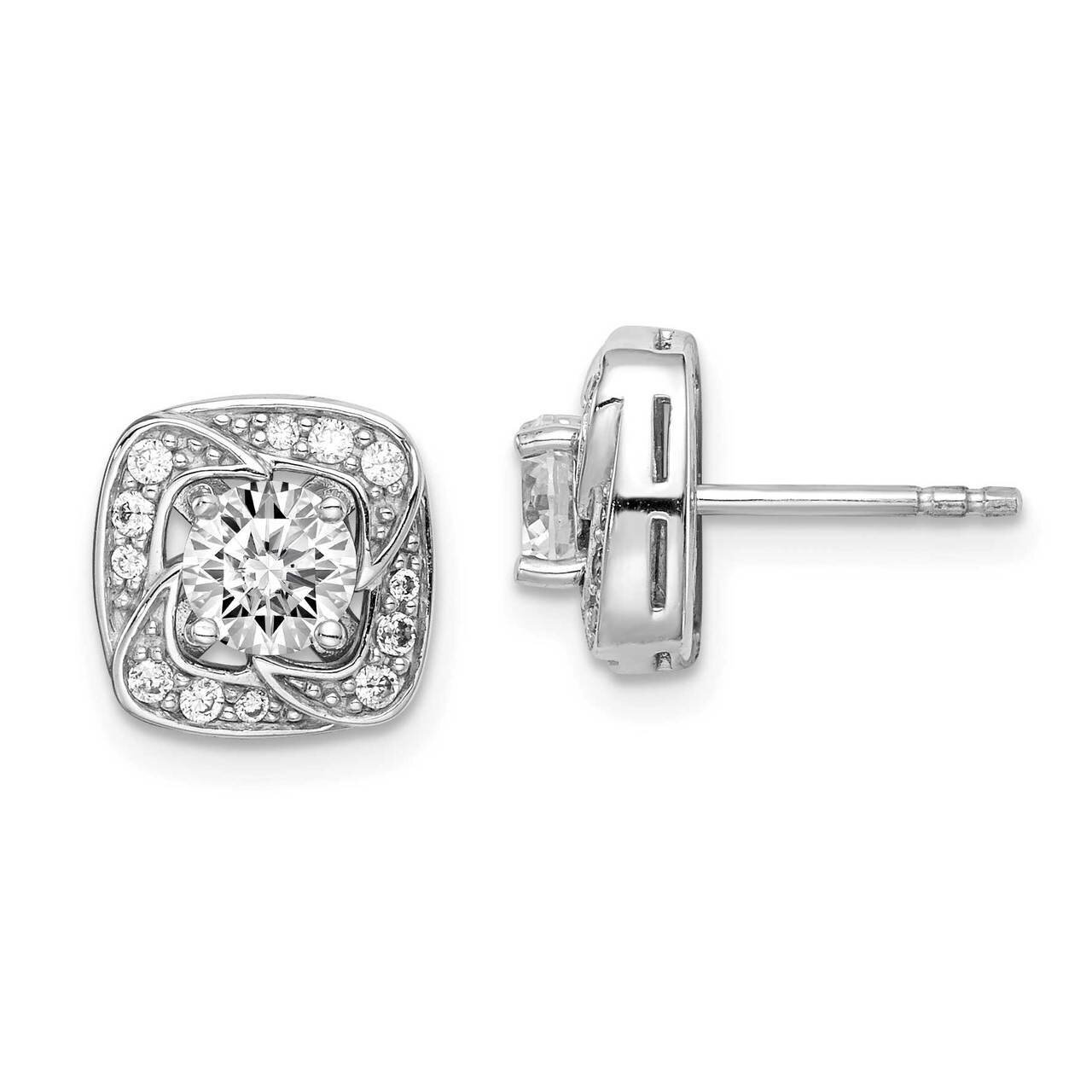 5mm Round CZ Diamond Earrings with Square Jackets Sterling Silver Rhodium-plated QE14878, MPN: QE14…