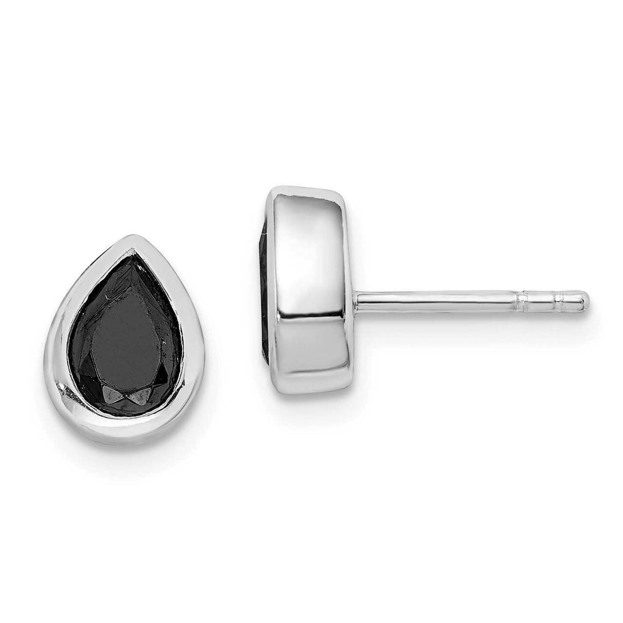 Black CZ Diamond Post Earrings Sterling Silver Rhodium Plated QE14899, MPN: QE14899, 883957922096