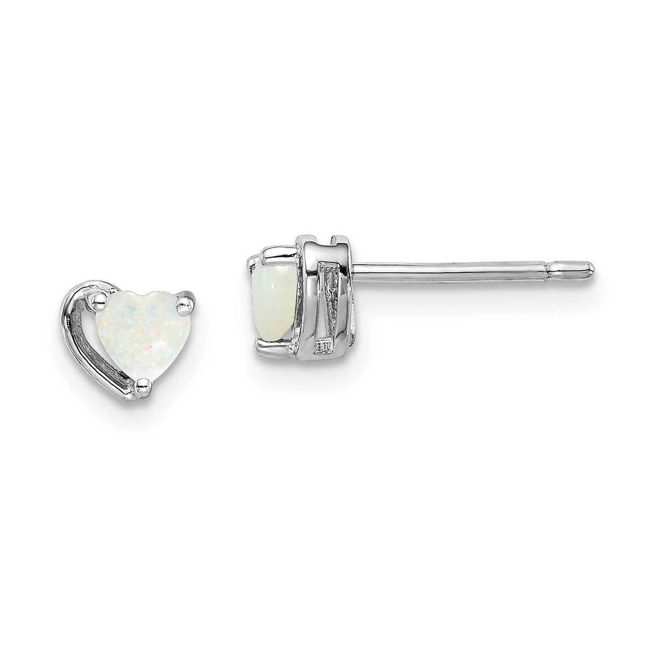 Imitation Opal Heart Post Earrings Sterling Silver Rhodium Plated QE14916OCT, MPN: QE14916OCT, 8839…