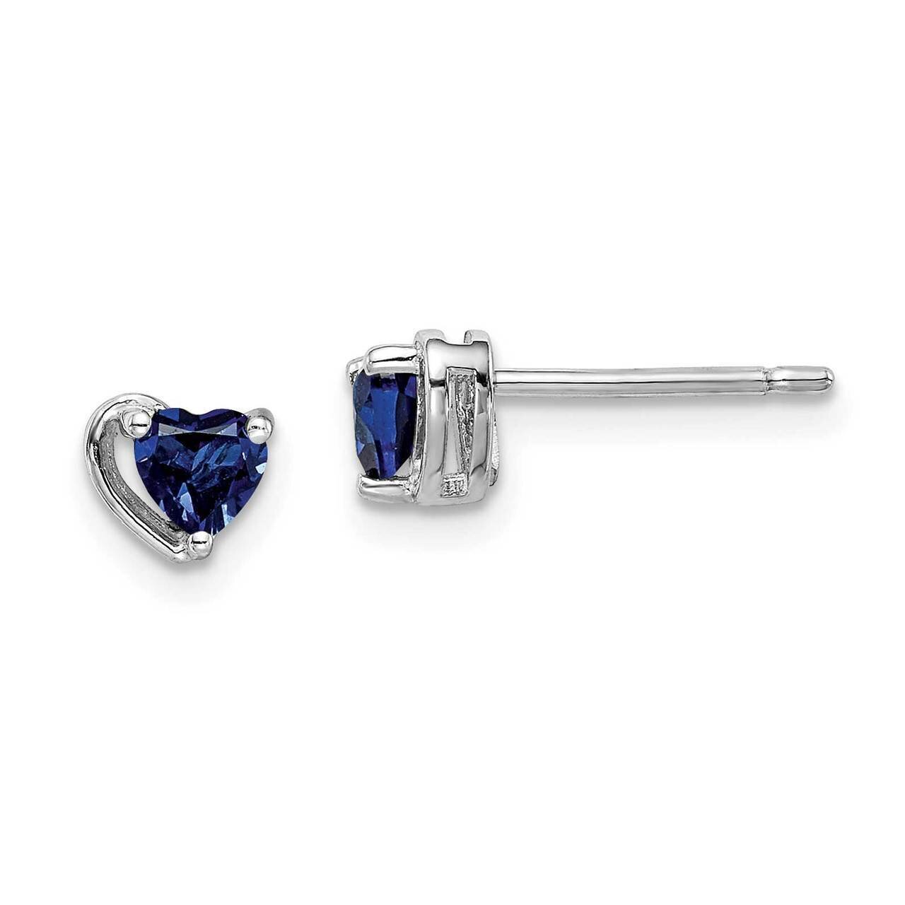 Created Sapphire Heart Post Earrings Sterling Silver Rhodium Plated QE14916SEP, MPN: QE14916SEP, 88…