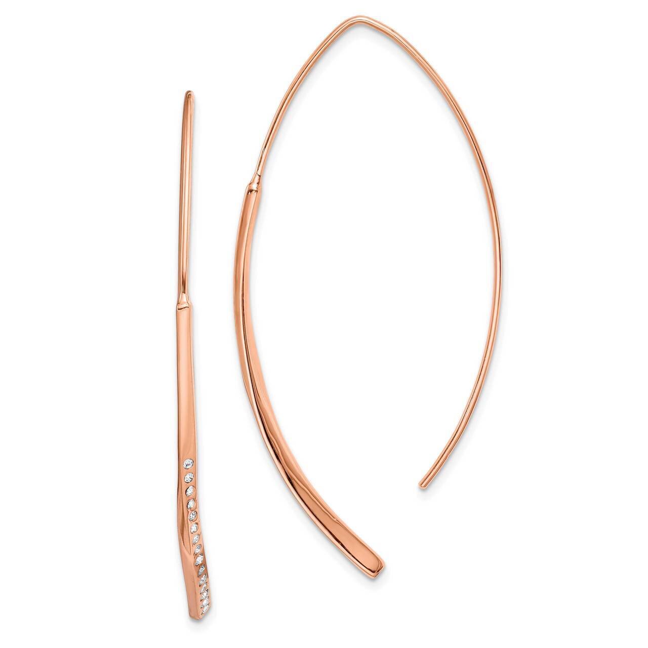 Rose Gold-plated Threader Earrings Sterling Silver CZ Diamond QE14917, MPN: QE14917, 886774018072
