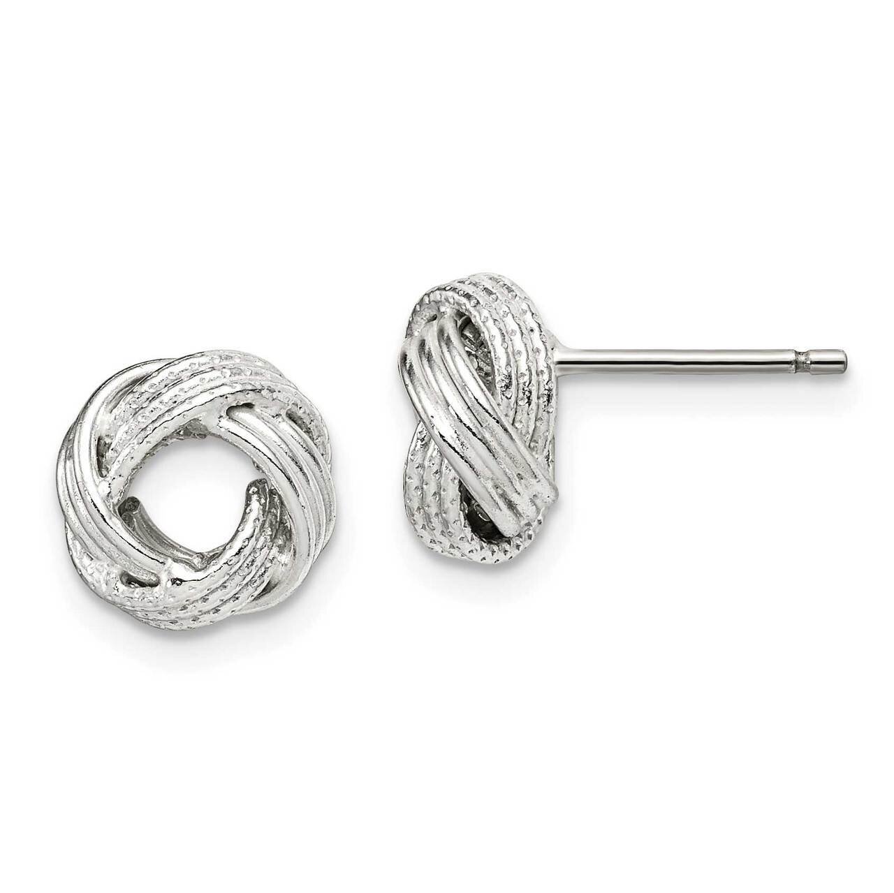 10mm Love Knot Post Earrings Sterling Silver Textured QE14919, MPN: QE14919, 886774070216