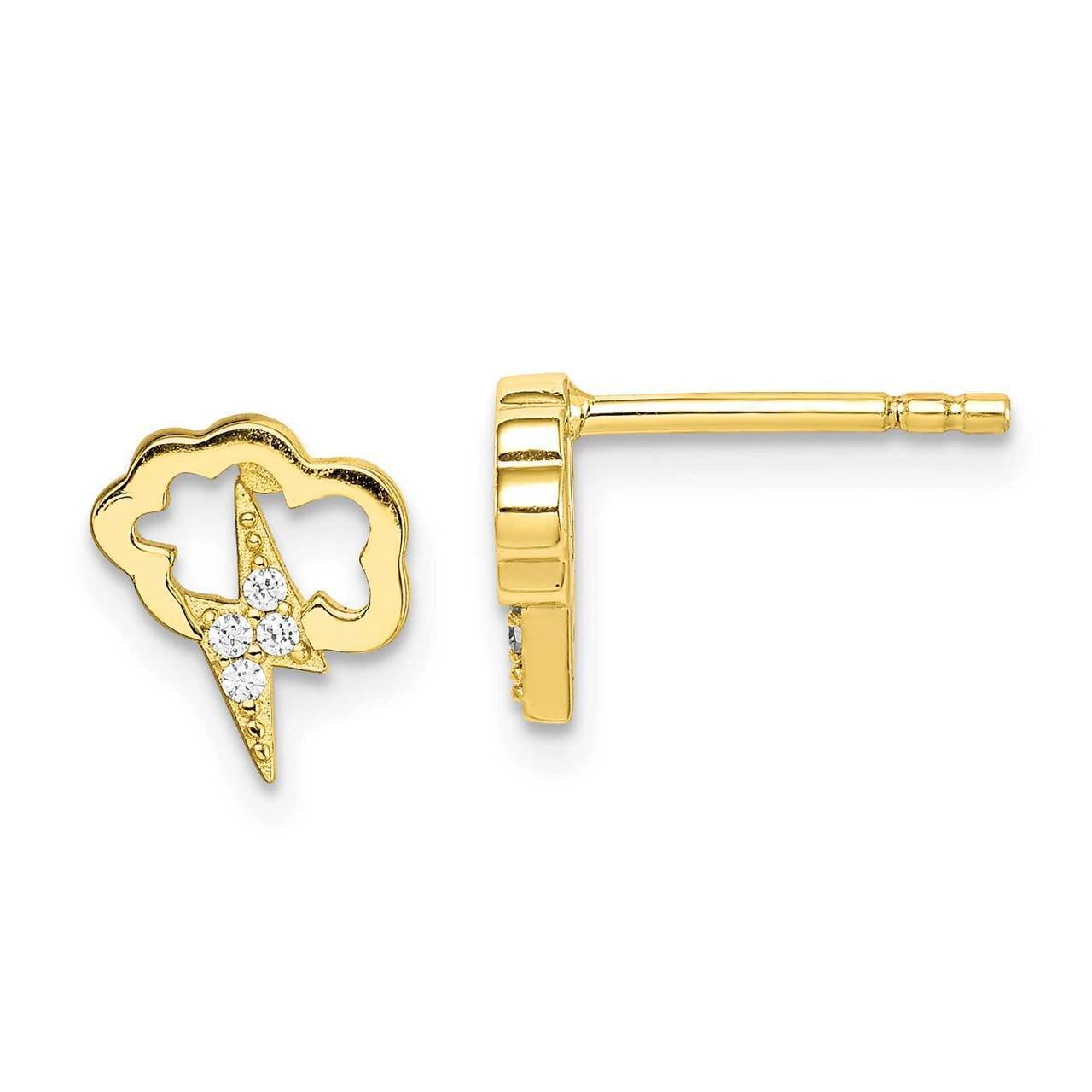 Storm Cloud Post Earrings Sterling Silver Gold-tone CZ Diamond QE14922, MPN: QE14922, 886774100869