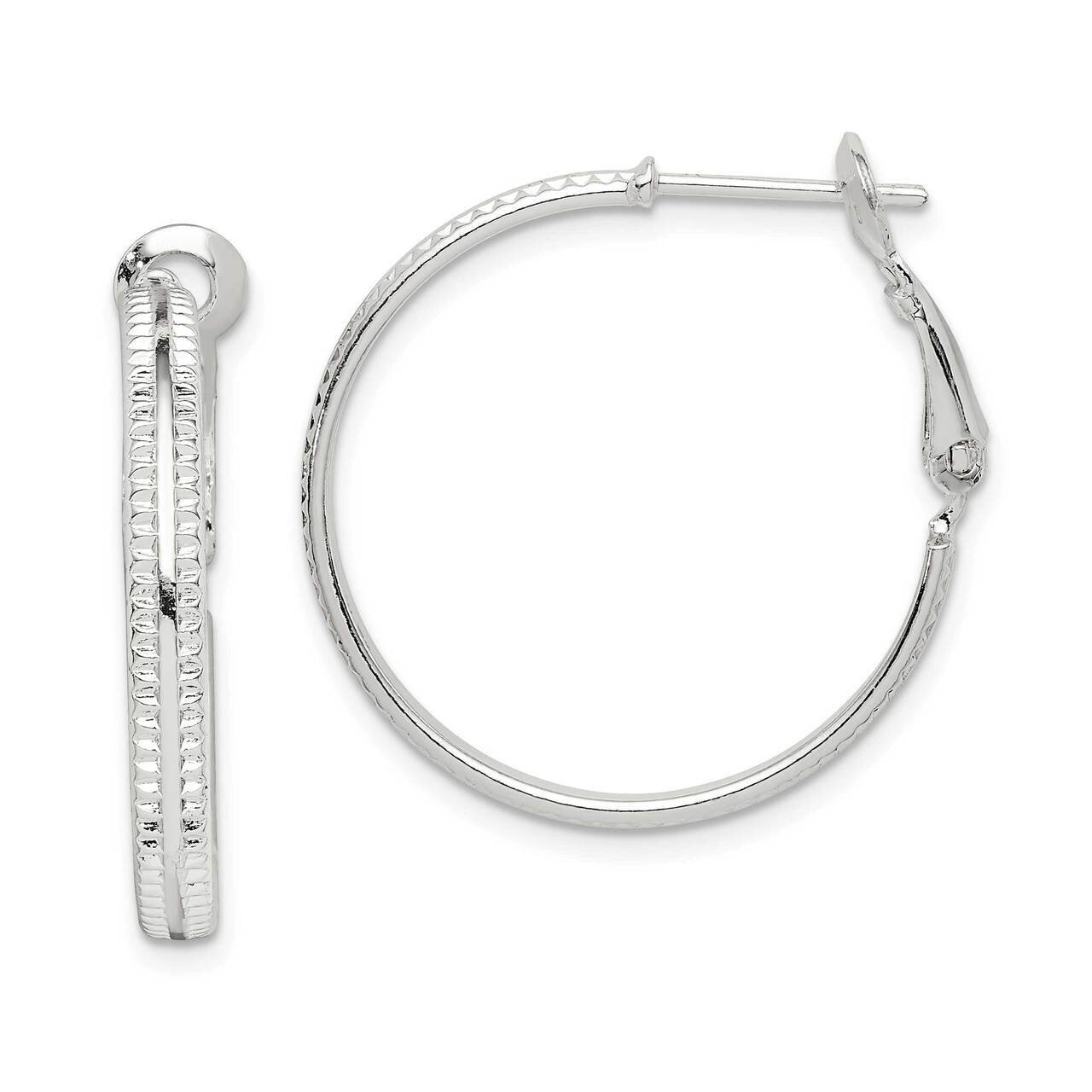 Milgrain 25x3 Omega Back Hoop Earrings Sterling Silver QE14925, MPN: QE14925, 883957937809