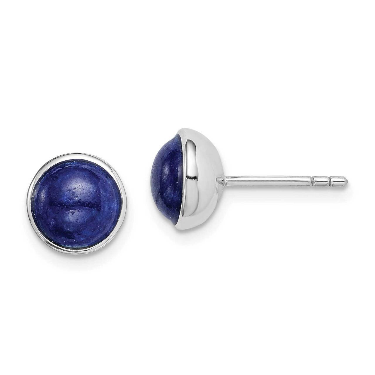 7mm Lapis Post Earrings Sterling Silver Rhodium-plated QE14937, MPN: QE14937, 883957926544