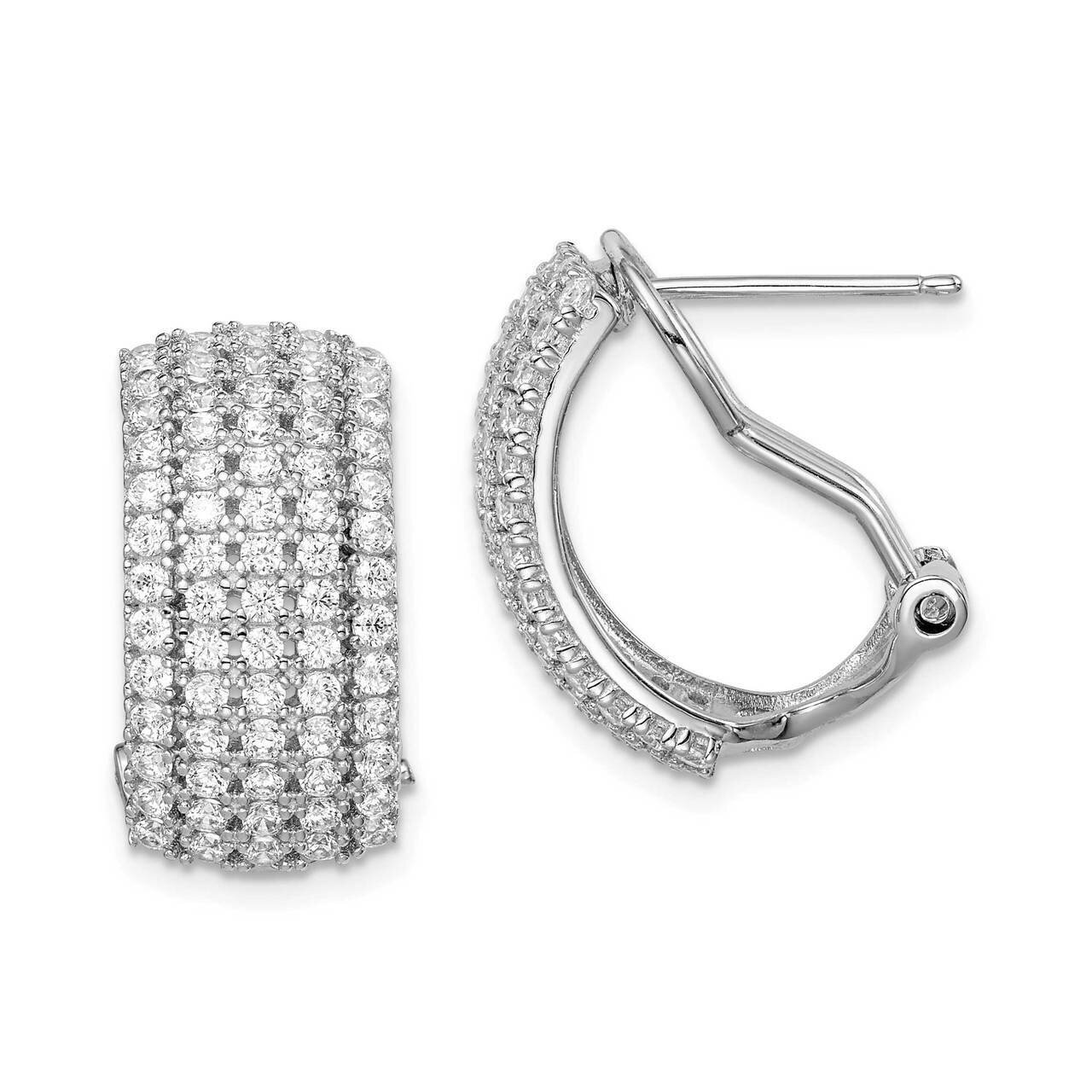 5-row Omega Earrings Sterling Silver Rhodium-plated CZ Diamond QE14943