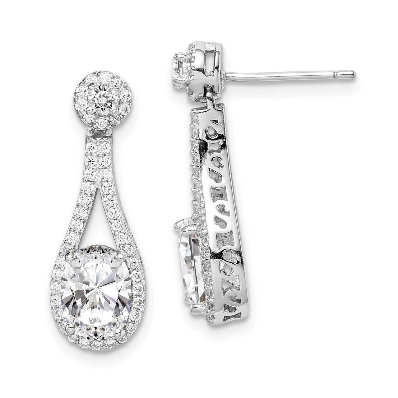 White CZ Diamond Oval Cut Post Earrings Sterling Silver Rhodium-plated QE14947, MPN: QE14947, 19110…