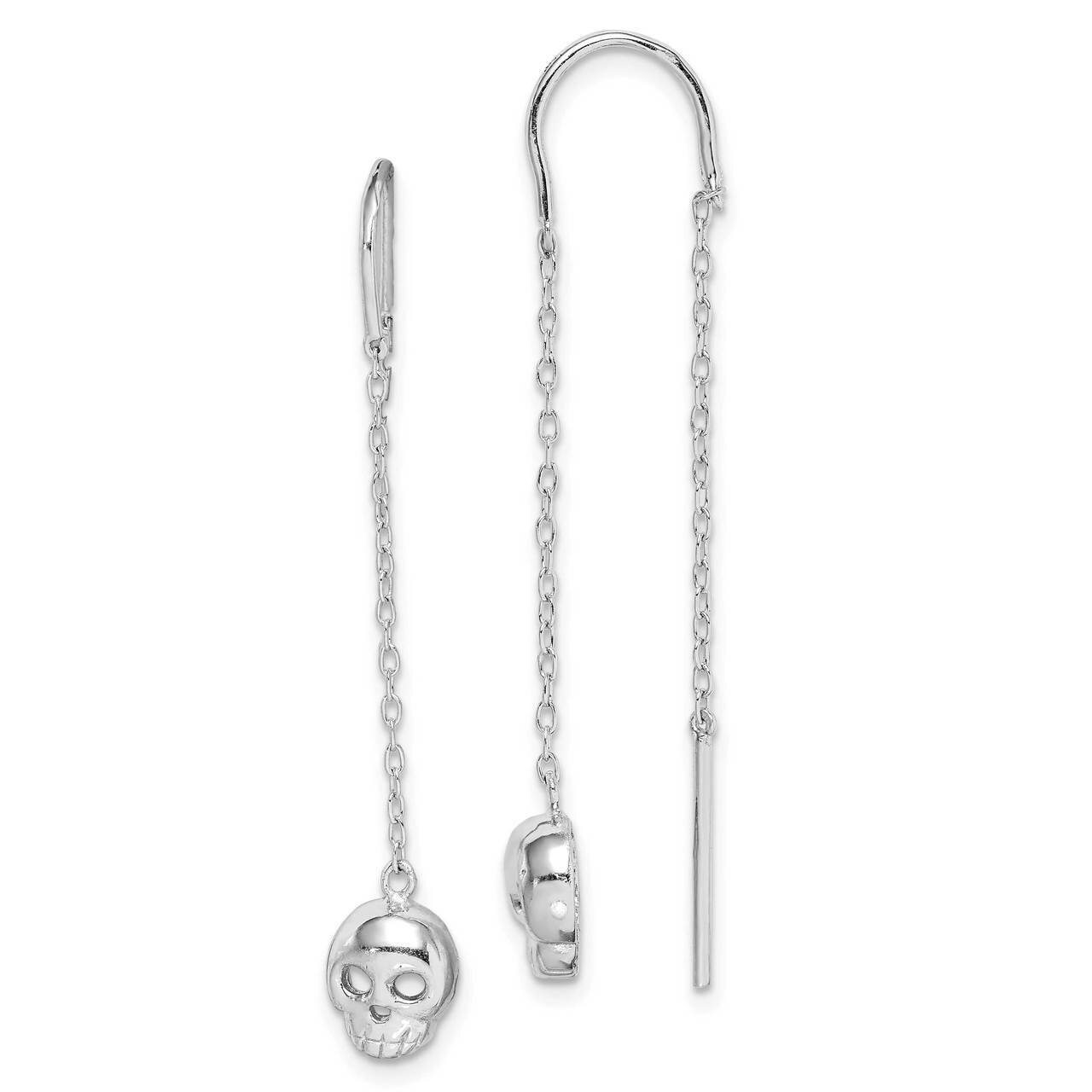 Skull Threader Earrings Sterling Silver Rhodium-plated QE14961, MPN: QE14961, 886774117256