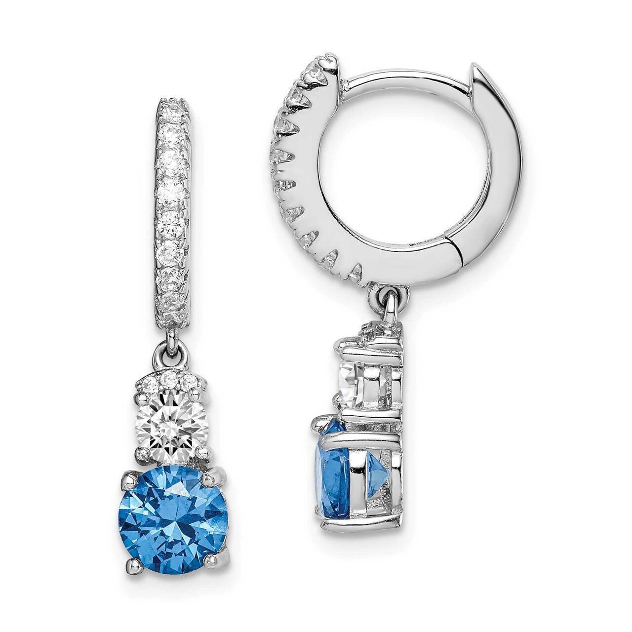Blue CZ Diamond R/C Hoop Earrings Sterling Silver Rhodium-plated QE14996, MPN: QE14996, 191101118616