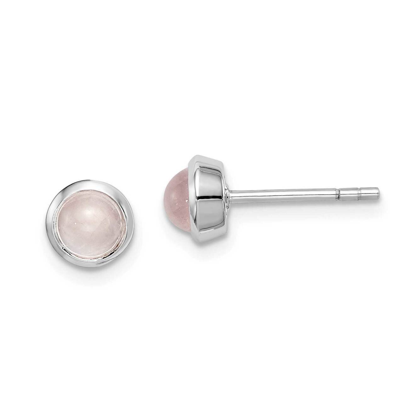 Rose Quartz Post Earrings Sterling Silver Rhodium-plated QE15004, MPN: QE15004, 191101844584