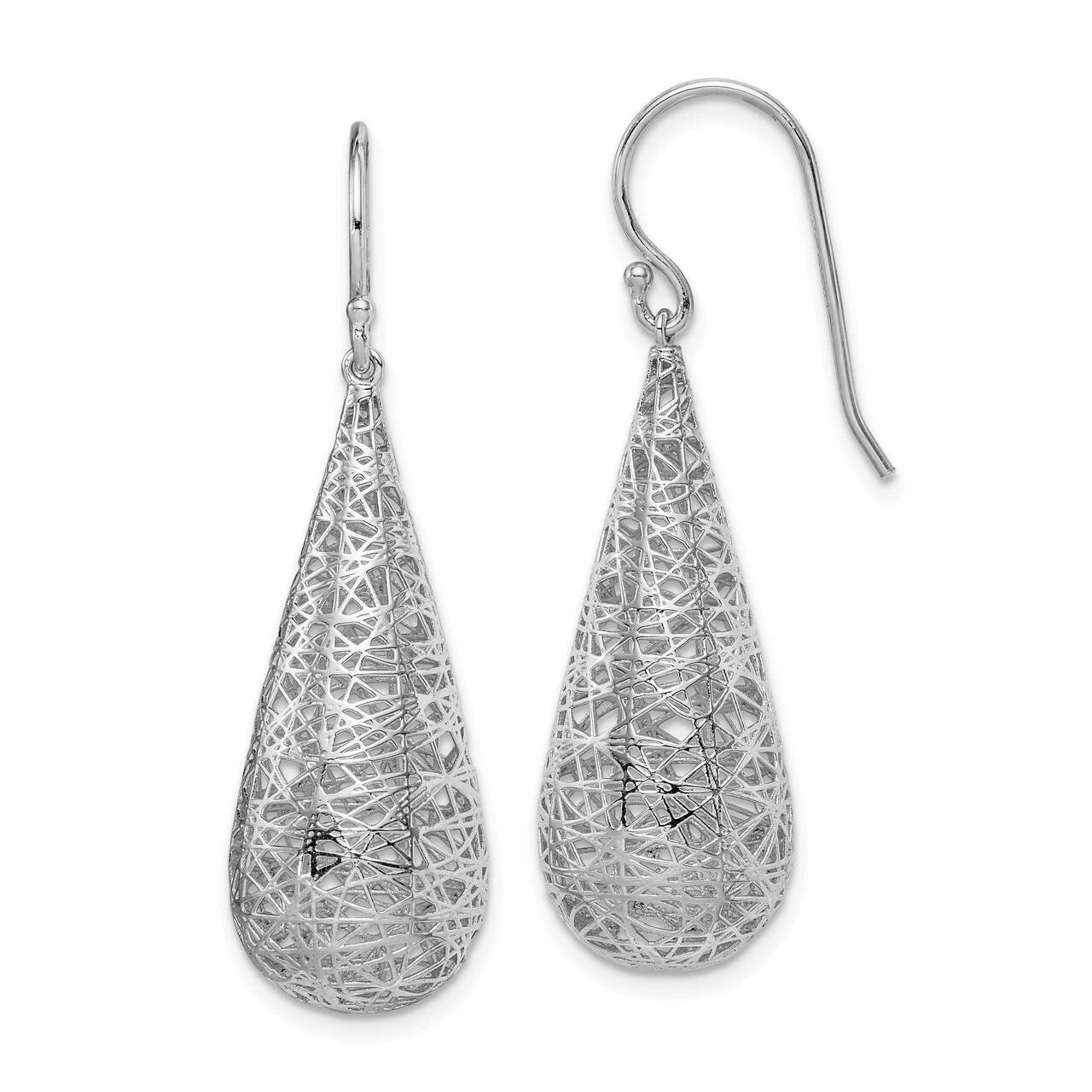 Tear Drop Dangle Earrings Sterling Silver Rhodium-plated QE15005