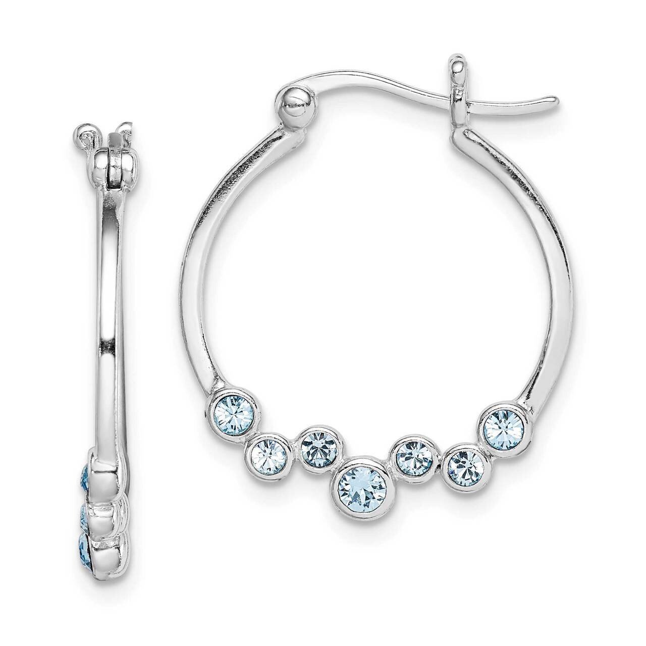 Blue Crystal Hoop Earrings Sterling Silver Rhodium Plated QE15011, MPN: QE15011, 886774036519