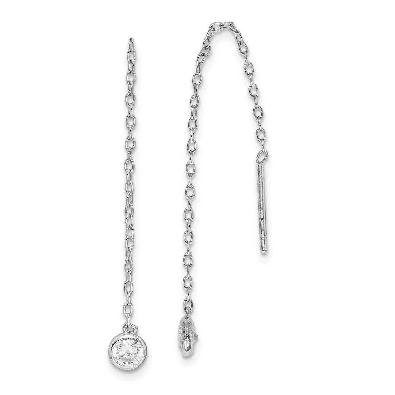 Chain Threader Earrings Sterling Silver Rhodium-plated CZ Diamond QE15020