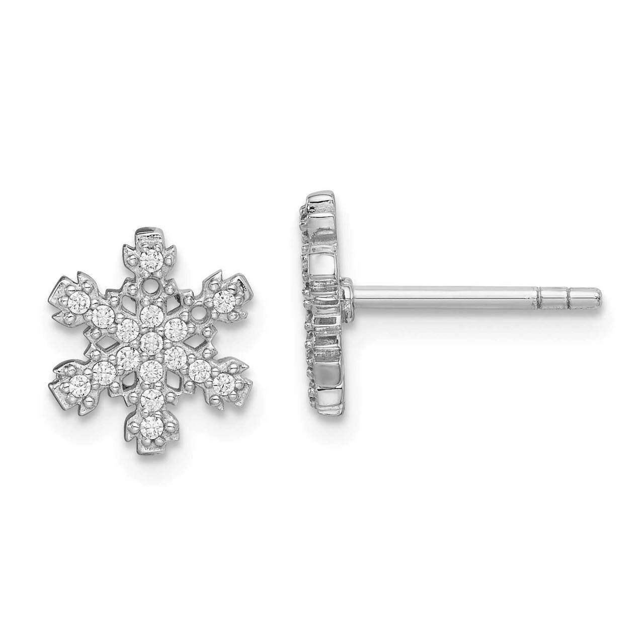 Snowflake Post Earrings Sterling Silver Rhodium-plated CZ Diamond QE15021