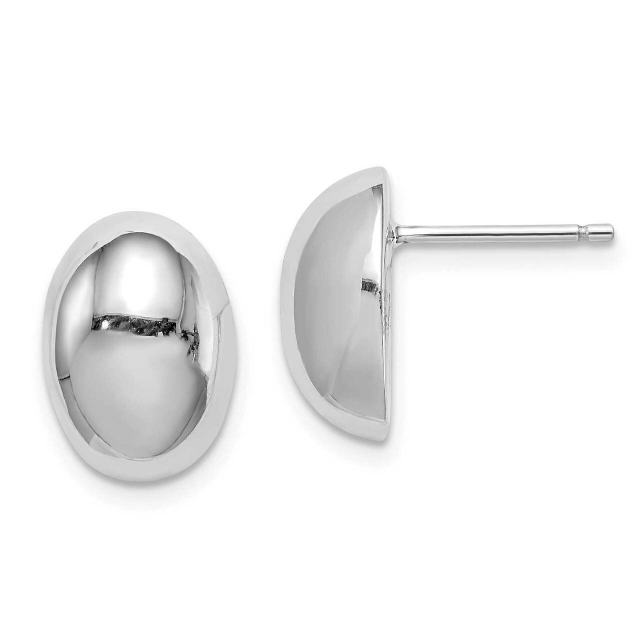 Polished Oval Post Earrings Sterling Silver Rhodium-plated QE15046