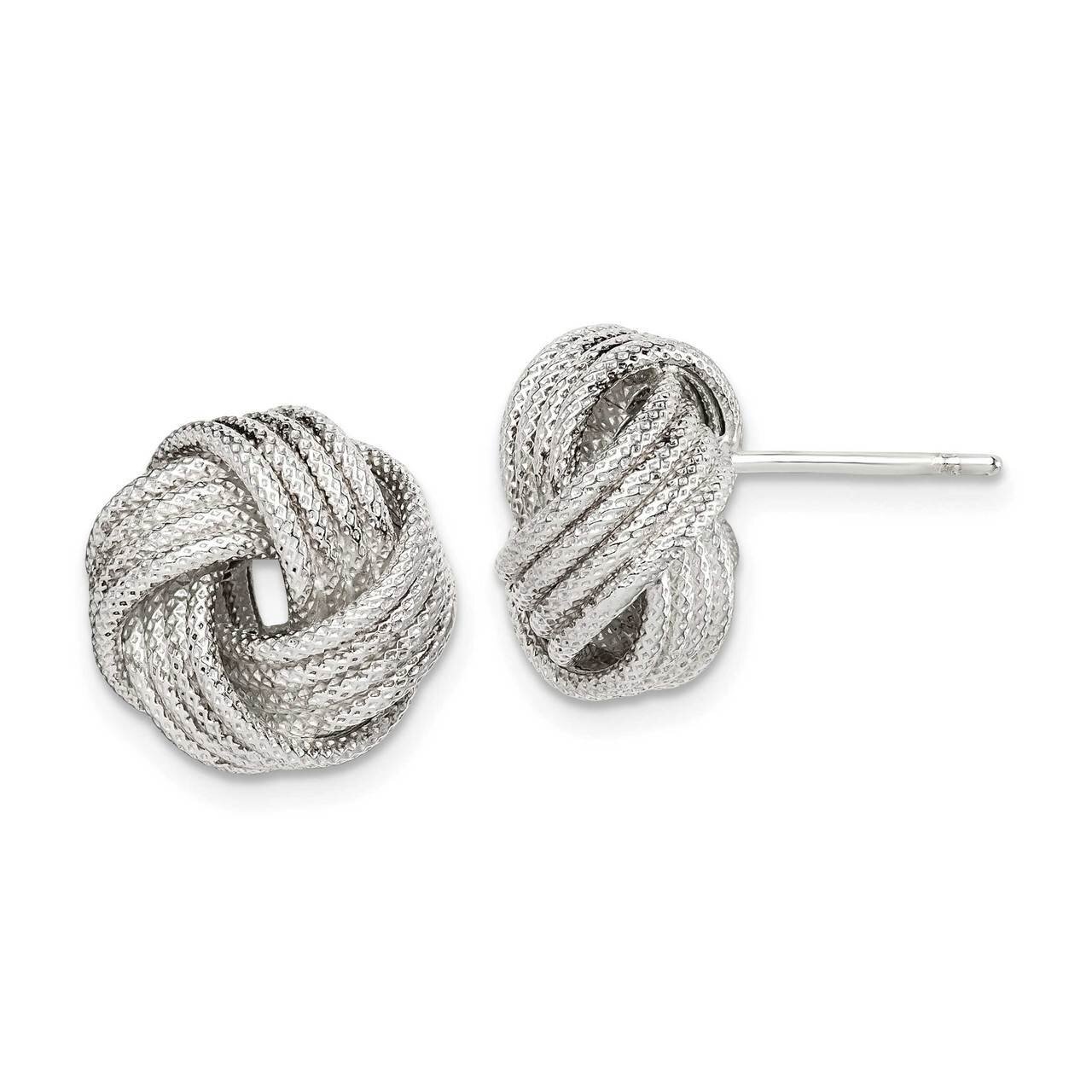 Textured Love Knot Post Earrings Sterling Silver Polished QE15055, MPN: QE15055, 883957325392