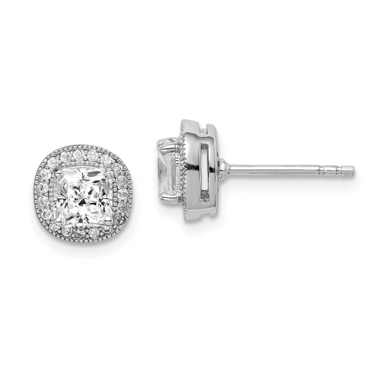5mm Cushion CZ Diamond Post Earrings Sterling Silver Rhodium-plated QE15057, MPN: QE15057, 88395795…