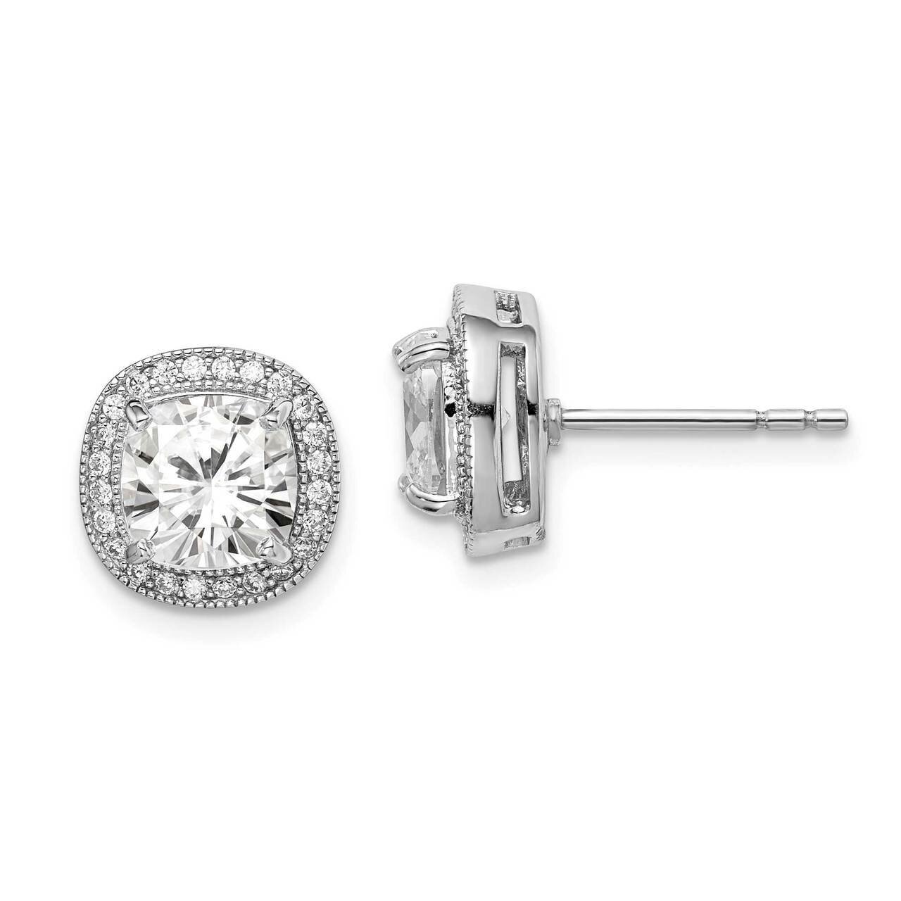 7mm Cushion CZ Diamond Post Earrings Sterling Silver Rhodium-plated QE15059, MPN: QE15059, 88395716…