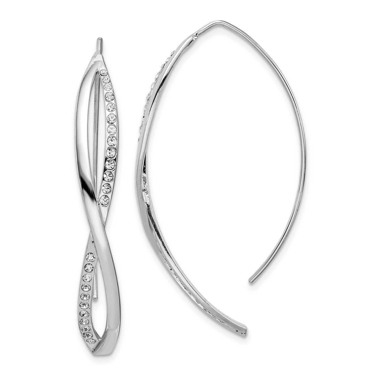 Twisted Threader Earrings Sterling Silver Rhodium-plated CZ Diamond QE15066, MPN: QE15066, 88677409…
