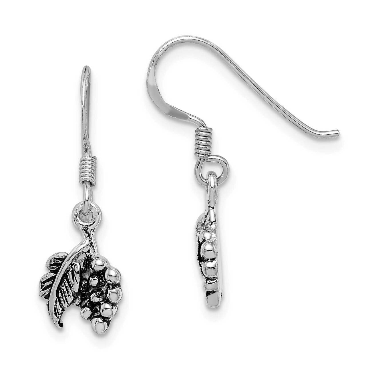 Antiqued Grape Bundle Dangle Earring Sterling Silver Rhodium-plated QE15068
