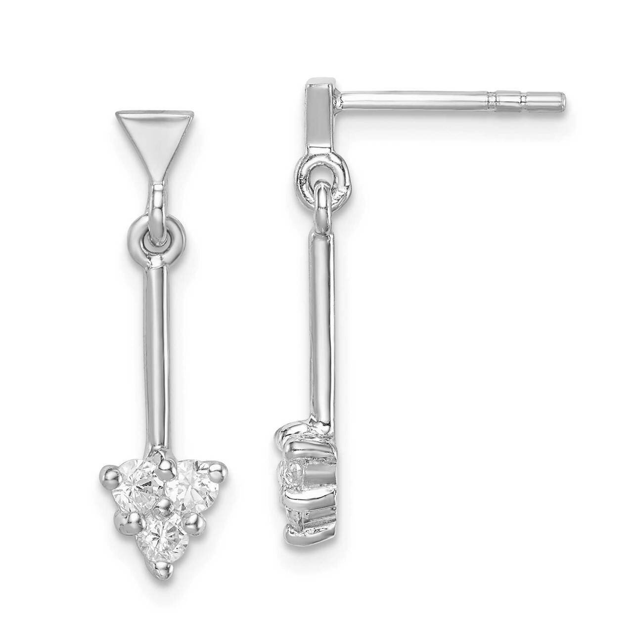 Arrow Dangle Post Earrings Sterling Silver Rhodium-plated CZ Diamond QE15083, MPN: QE15083, 8867740…