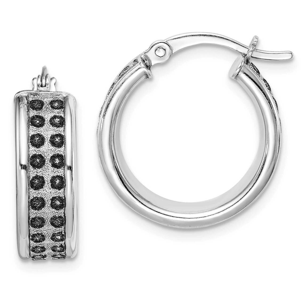 Glitter Infused Hoop Earrings Sterling Silver Rhodium-plated QE15094, MPN: QE15094, 886774087184