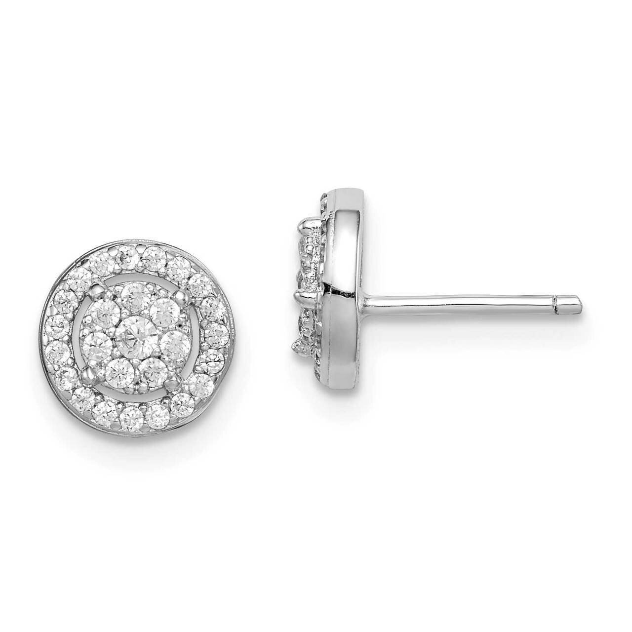 Pave CZ Diamond Circles Post Earrings Sterling Silver Rhodium-plated QE15095, MPN: QE15095, 8867740…