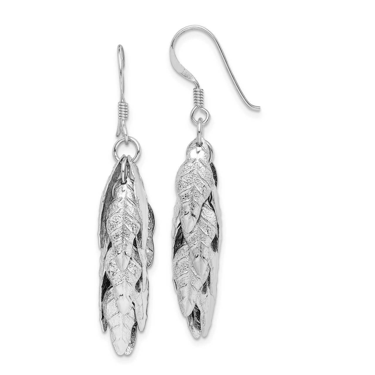 Brushed Leaves Dangle Earrings Sterling Silver Rhodium-plated QE15102, MPN: QE15102, 886774080765