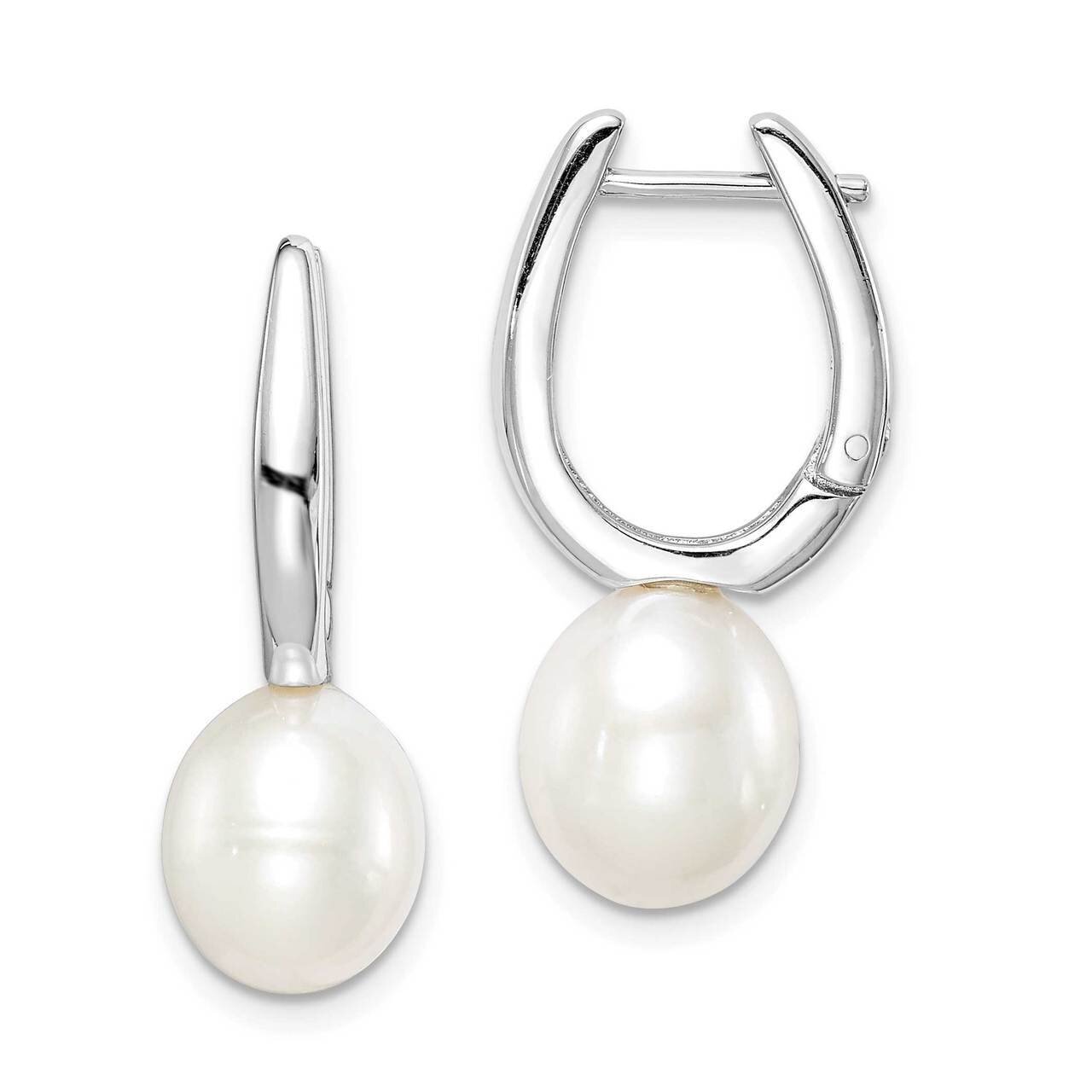 7-8mm White Rice Freshwater Cultured Pearl Earrings Sterling Silver Rhodium Plated QE15120, MPN: QE…