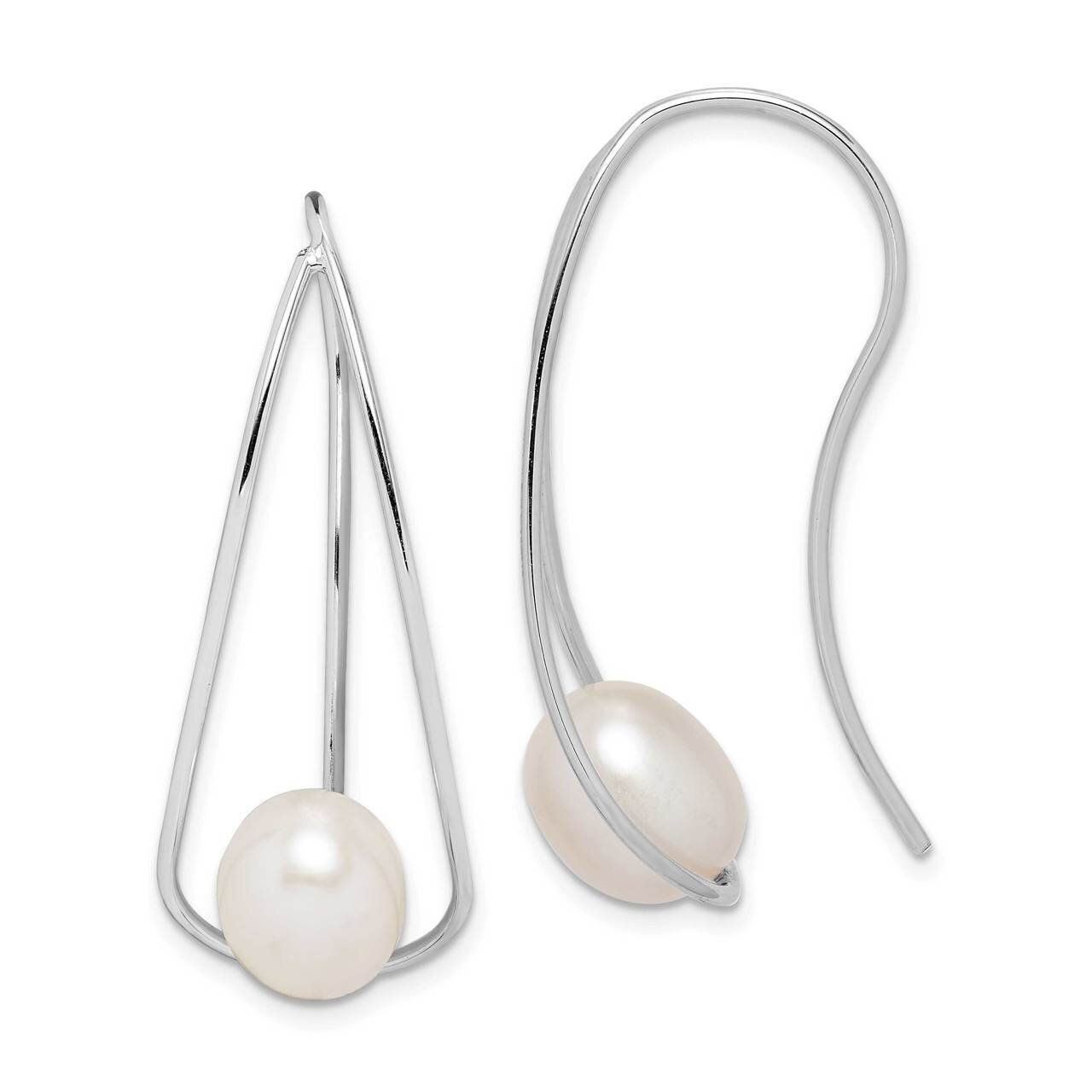 7-8mm White Rice Freshwater Cultured Pearl Earrings Sterling Silver Rhodium Plated QE15122, MPN: QE…