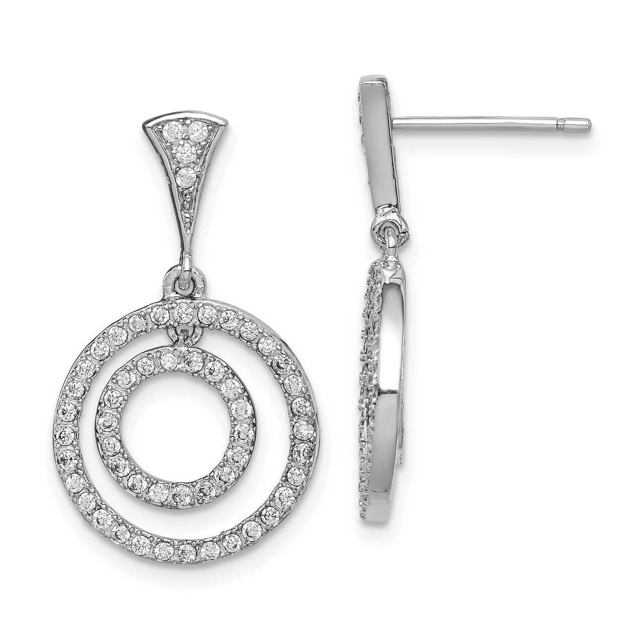 Circles Dangle Post Earrings Sterling Silver Rhodium-plated CZ Diamond QE15133