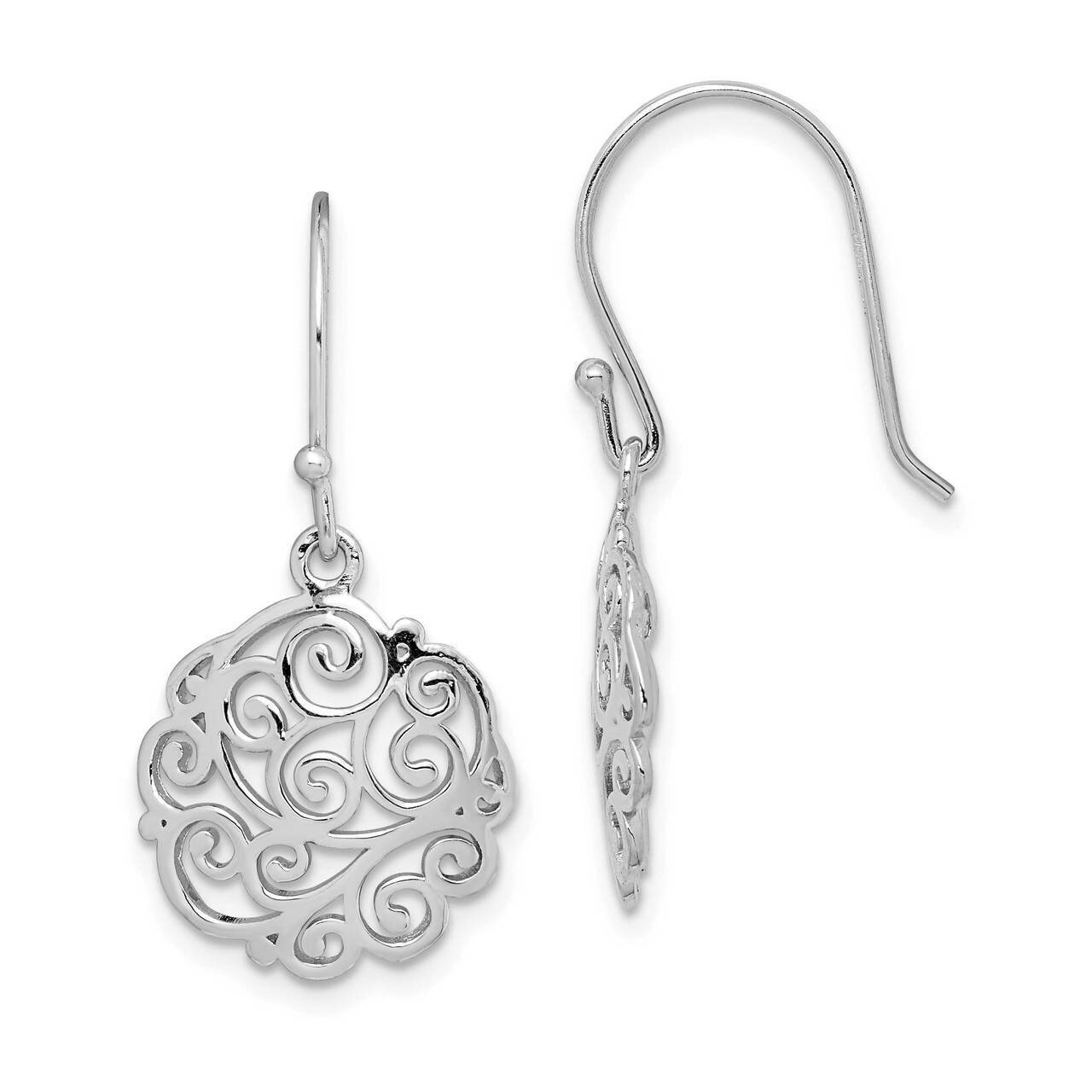 Filigree Circle Dangle Earrings Sterling Silver Rhodium-plated QE15139, MPN: QE15139, 886774120560