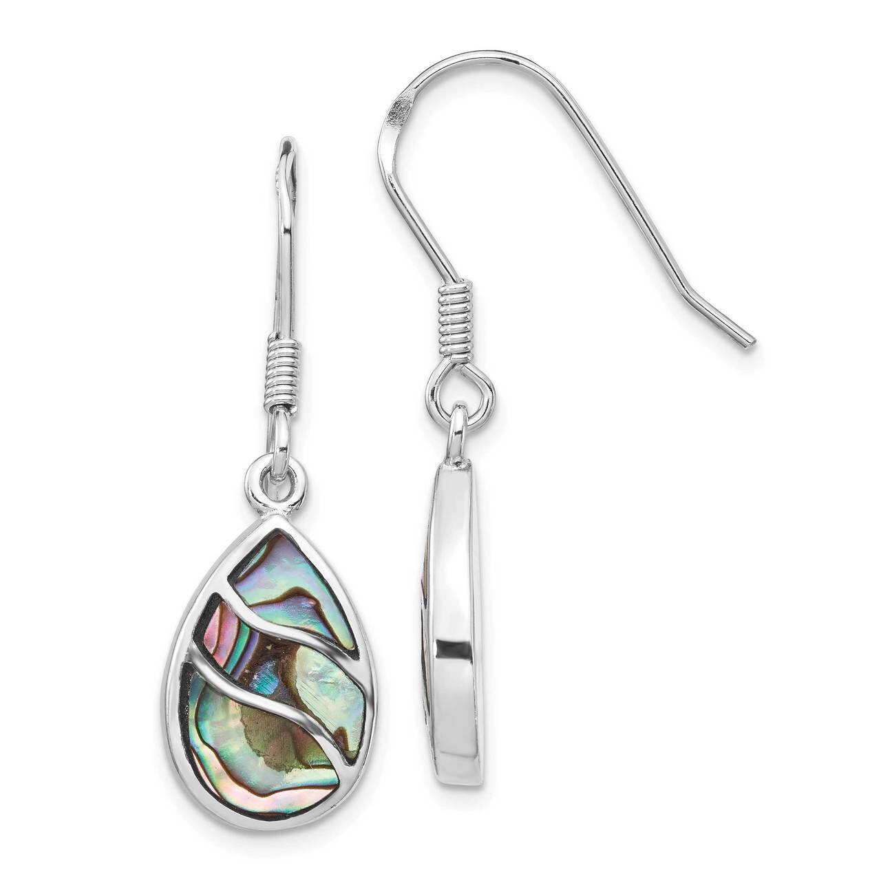 Abalone Teardrop Dangle Earrings Sterling Silver Rhodium-plated QE15154, MPN: QE15154, 883957599069