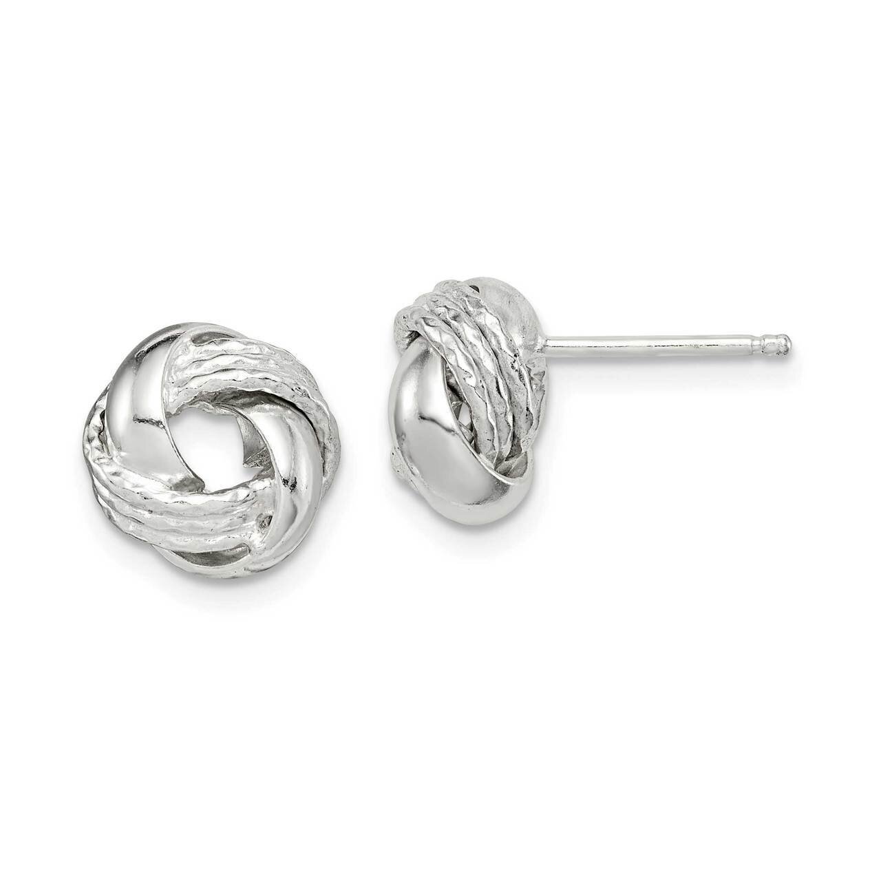 Textured 10mm Love Knot Post Earrings Sterling Silver Polished QE15181, MPN: QE15181, 886774082684