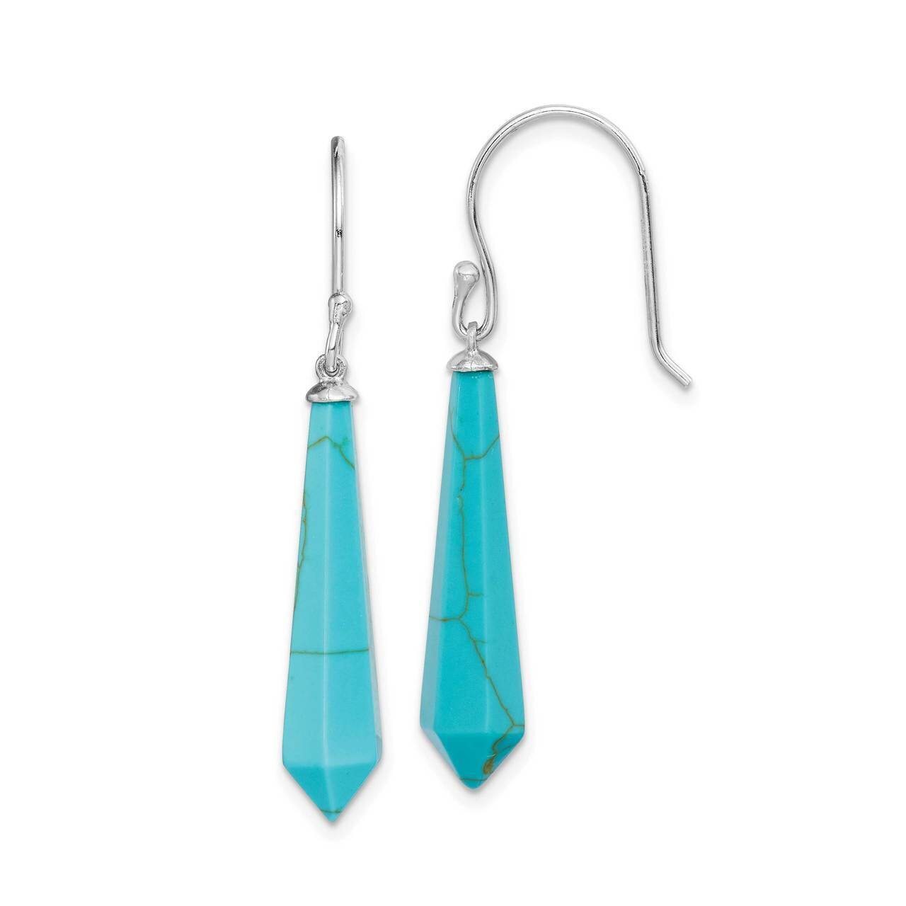 Created Turquoise Dangle Earrings Sterling Silver Rhodium-plated QE15186