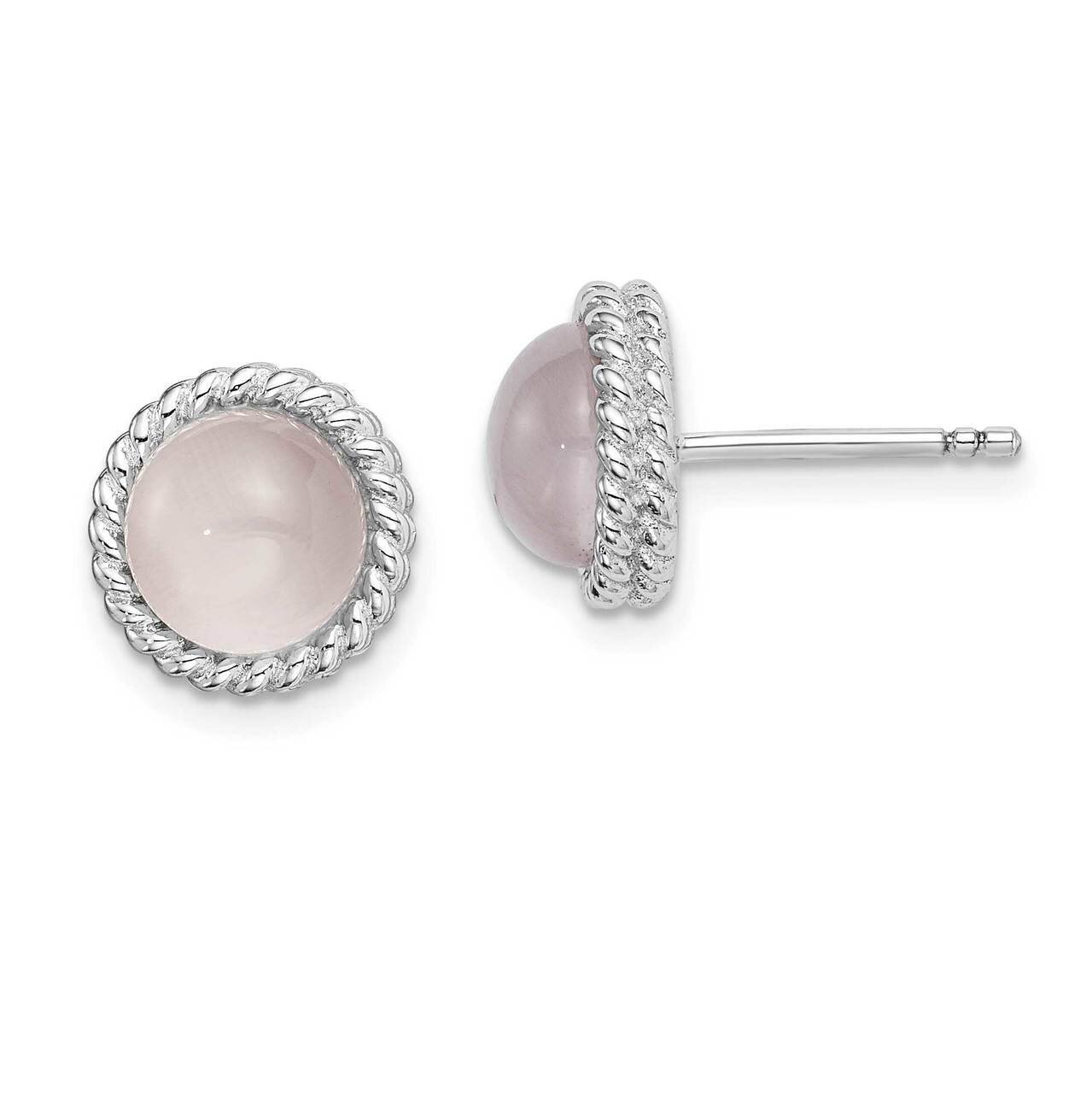 Created Pink Cat&#39;s Eye Post Earrings Sterling Silver Rhodium-plated QE15279