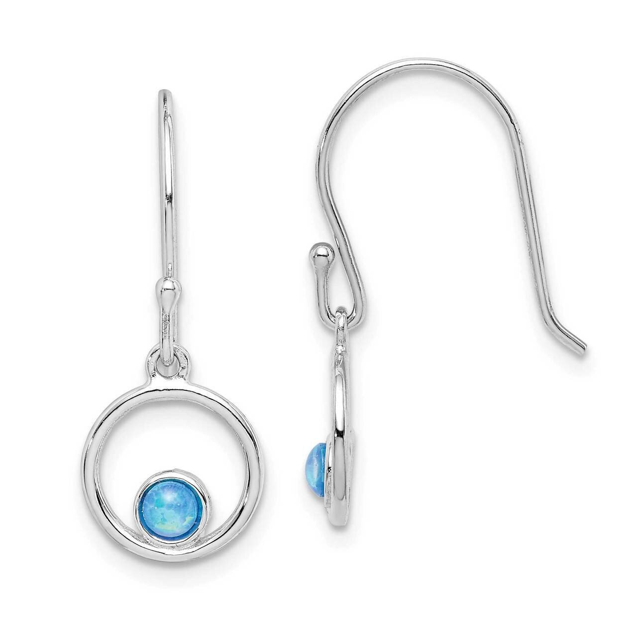 Imitation Opal Circle Dangle Earrings Sterling Silver Rhodium-plated QE15302, MPN: QE15302, 8839579…