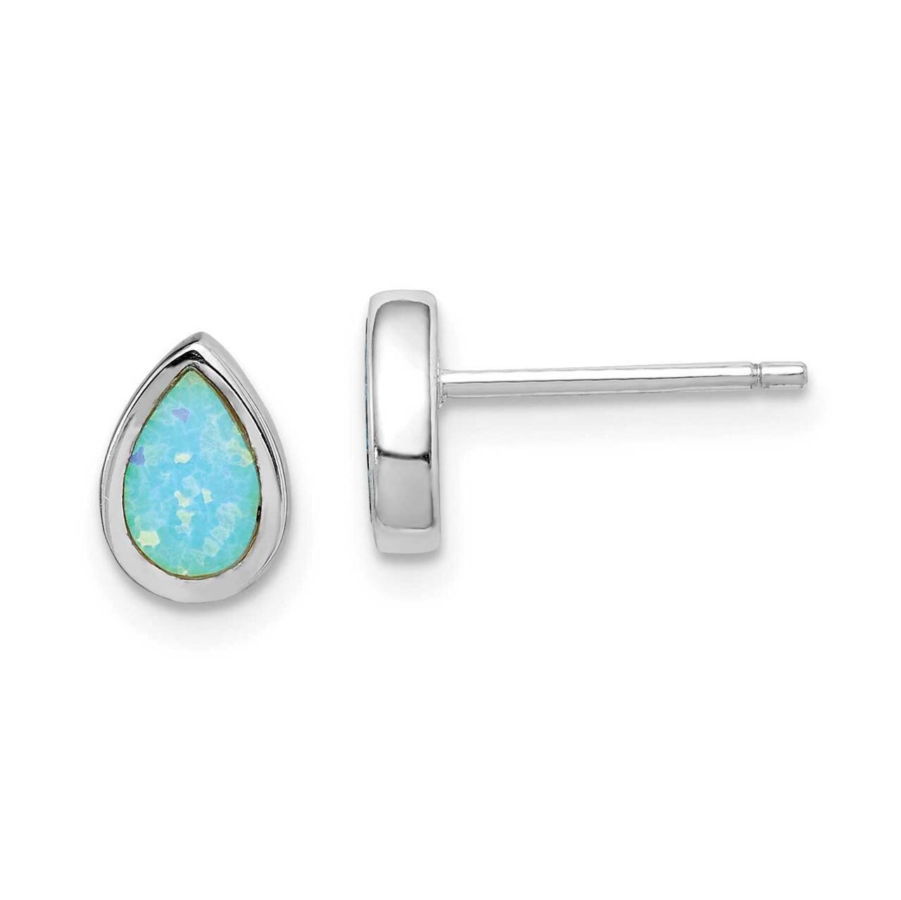 Imitation Opal Teardrop Post Earrings Sterling Silver Rhodium-plated QE15303, MPN: QE15303, 8867740…