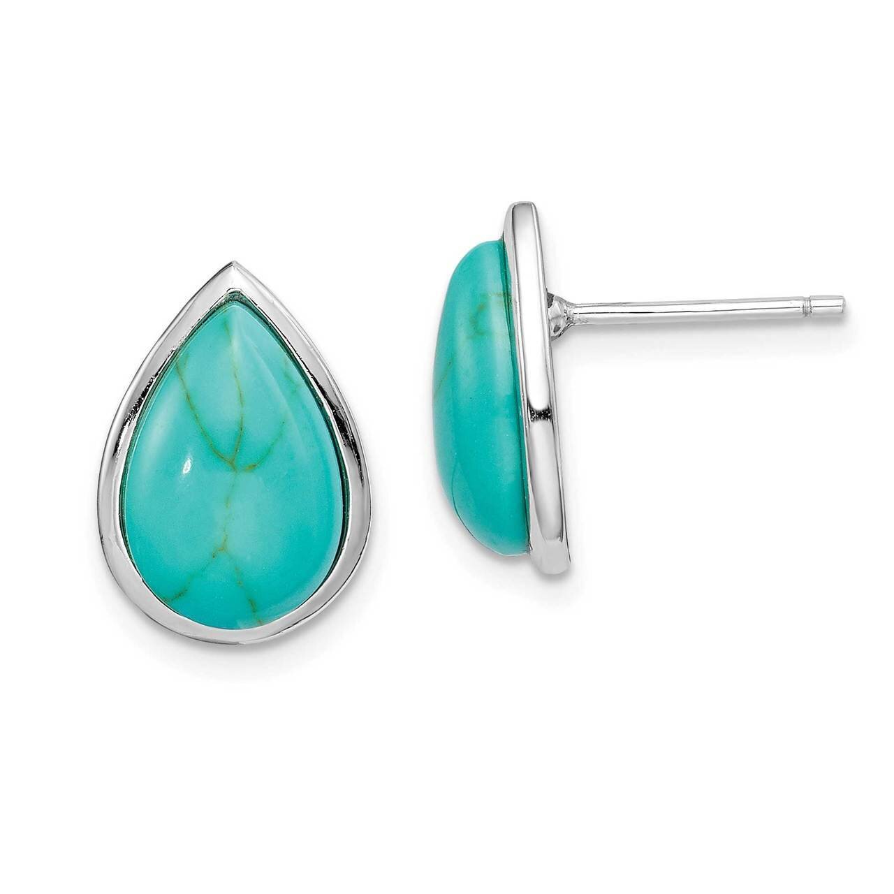 Created Turquoise Teardrop Post Earrings Sterling Silver Rhodium-plated QE15369, MPN: QE15369, 8867…