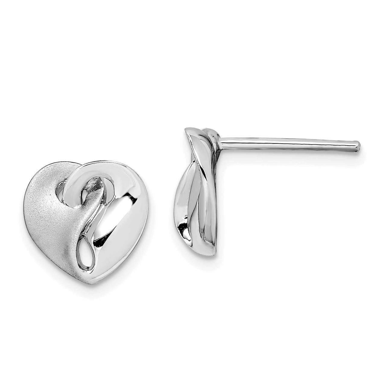 Satin/Polished Intertwined Heart Earrings Sterling Silver Rhodium-plated QE15393, MPN: QE15393, 886…
