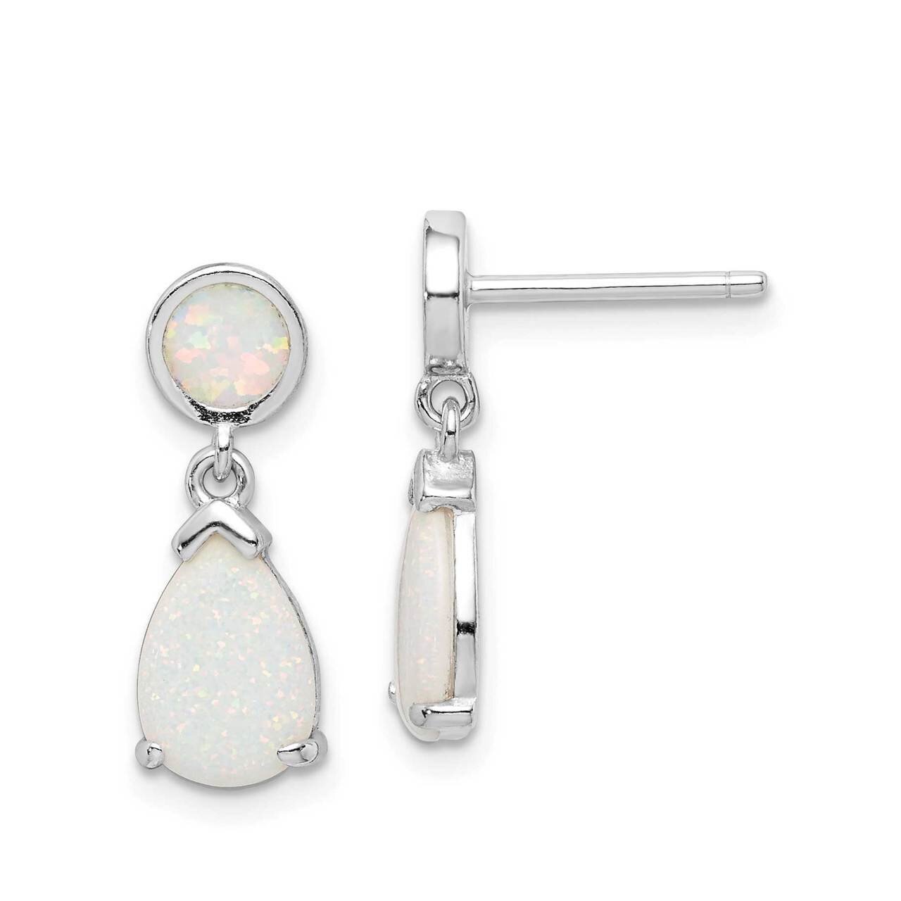 Created Opal Teardrop Dangle Post Earrings Sterling Silver Rhodium-plated QE15400, MPN: QE15400, 88…