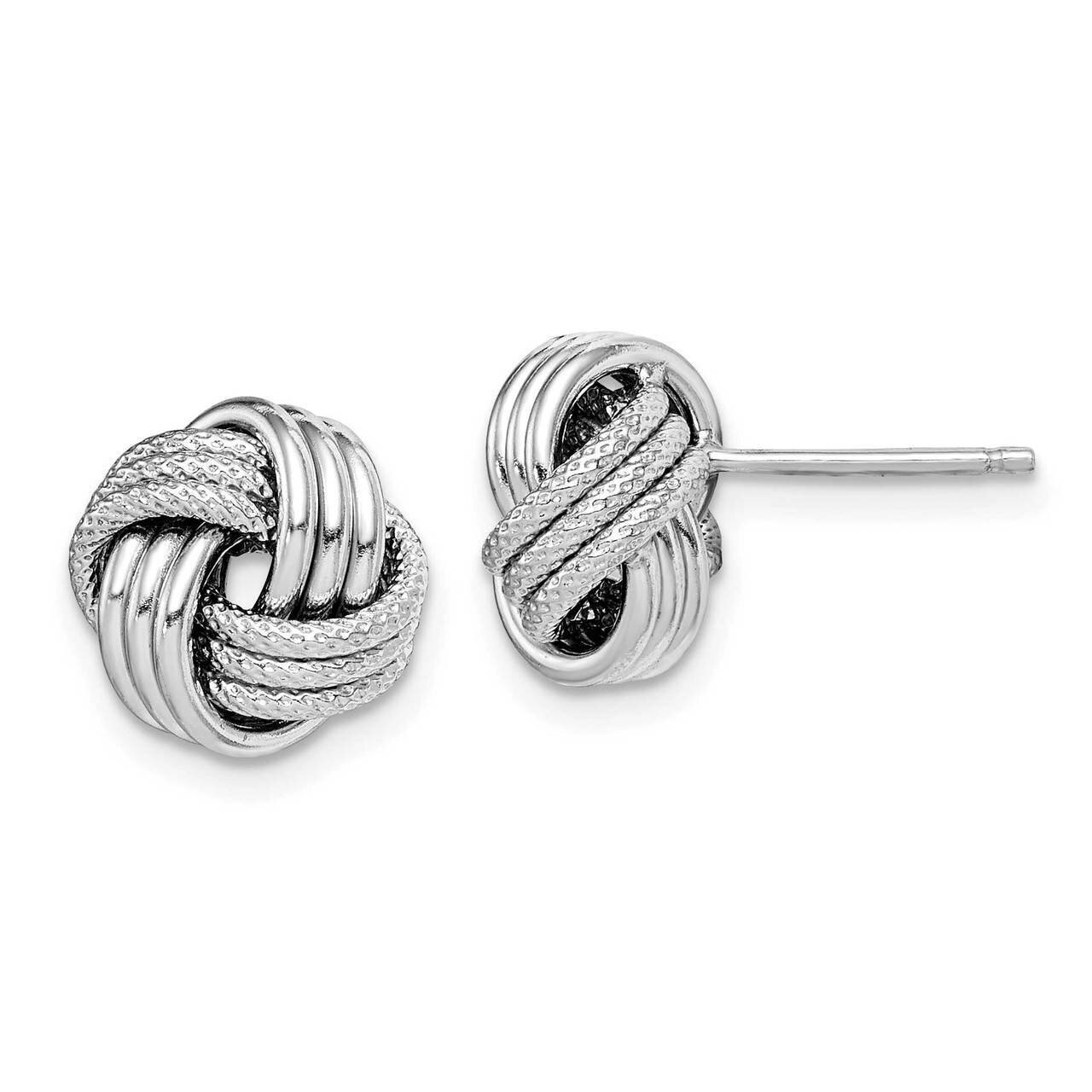 Polished &amp; Textured Love Knot Post Earrings Sterling Silver Rhodium-plated QE15413, MPN: QE15413, 8…