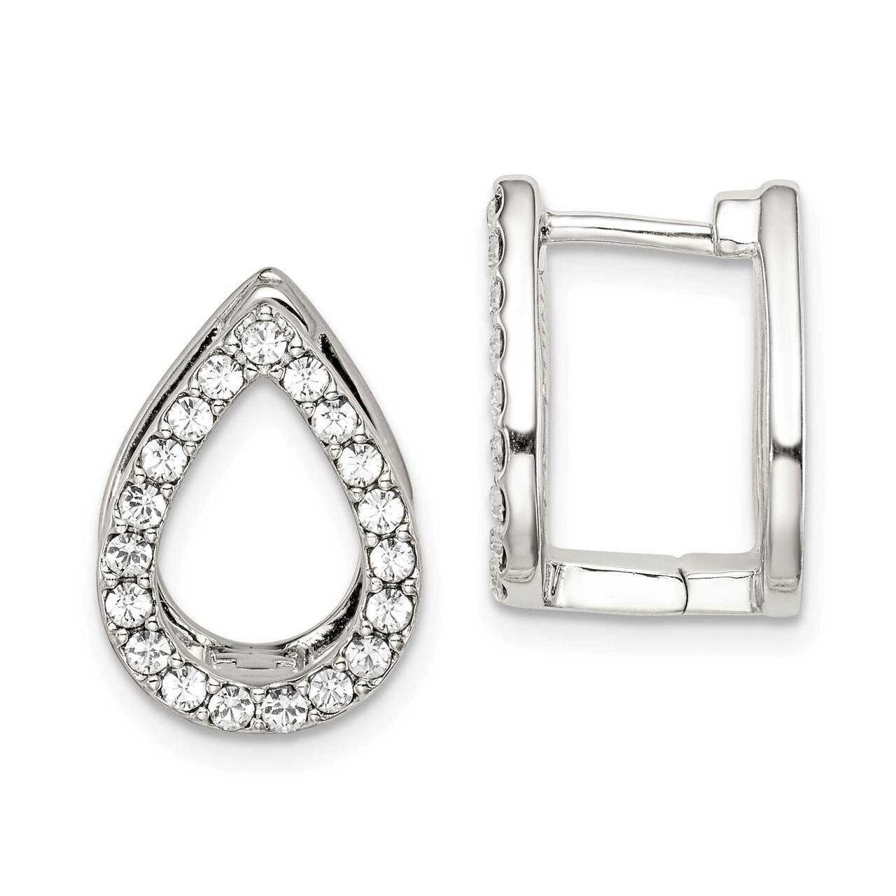 Purple Enamel Crystal Hinged Reversible Earrings Sterling Silver Rhodium-plated QE15418, MPN: QE154…