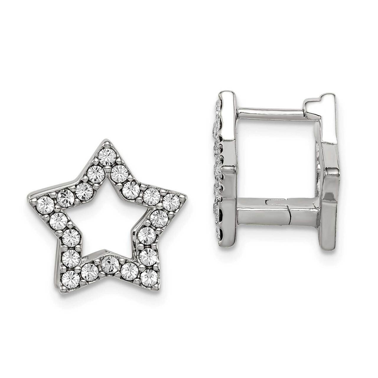 Sterling Silver RH-plate Yellow Enamel Star Crystal Hinged Reversible Earri Sterling Silver Rhodium…