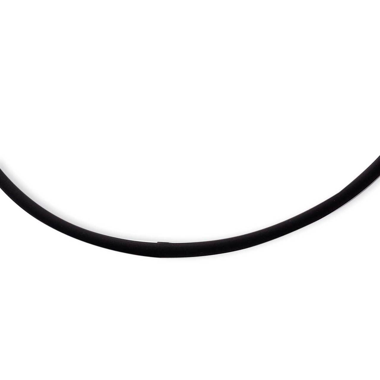 20inch 4mm Black Rubber Cord Necklace Sterling Silver QG1258